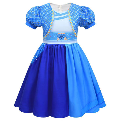 Girls Chloe Charming Costume Blue Dress with Wig The Rise of Red Outfit with Accessories for Cosplay