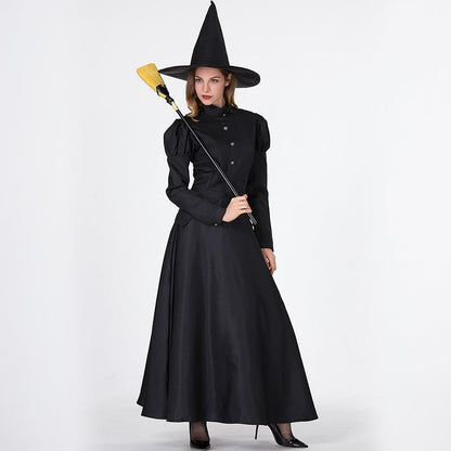 Kids Adult Wicked the Witch Costume Mommy and Me Halloween Cosplay Outfit with Witch Hat