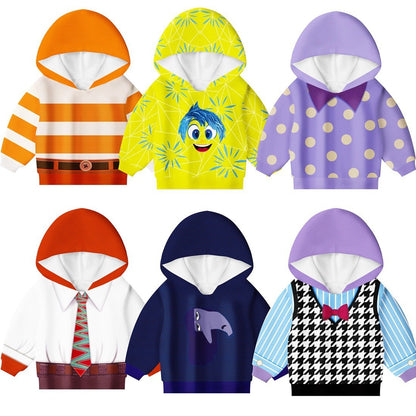 Toddler Movie Cosplay Hoodies Joy Disgust Pullover Sadness Sweatshirt Anger Joy Anxiety Fear Costume