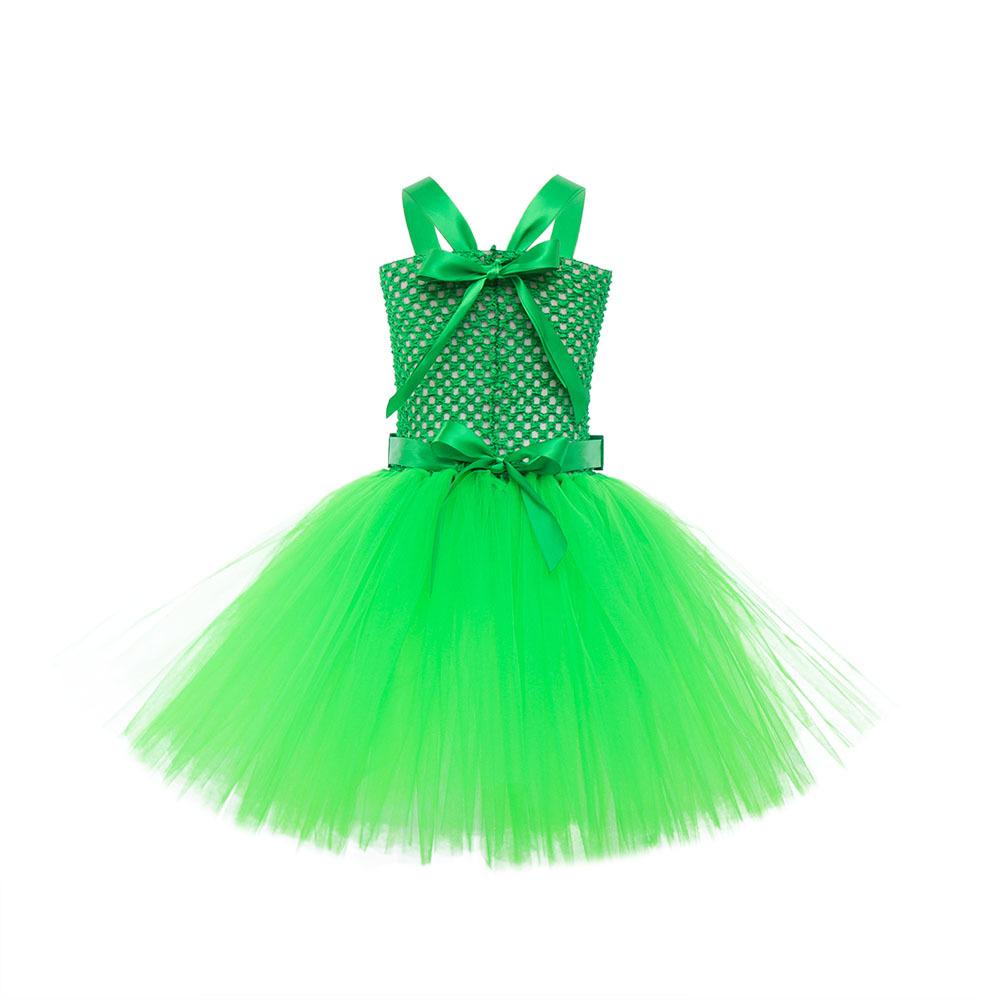 Girls Inside Disgust Costume Green Tutu Dress with Headband Outfit for Halloween Carnival