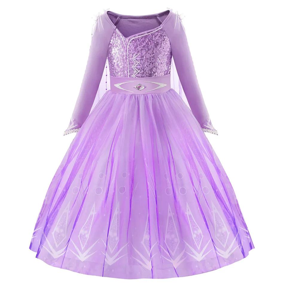 Anna Costume Kids Light Up Princess Dress Purple Sequined Birthday Dress Party Dress