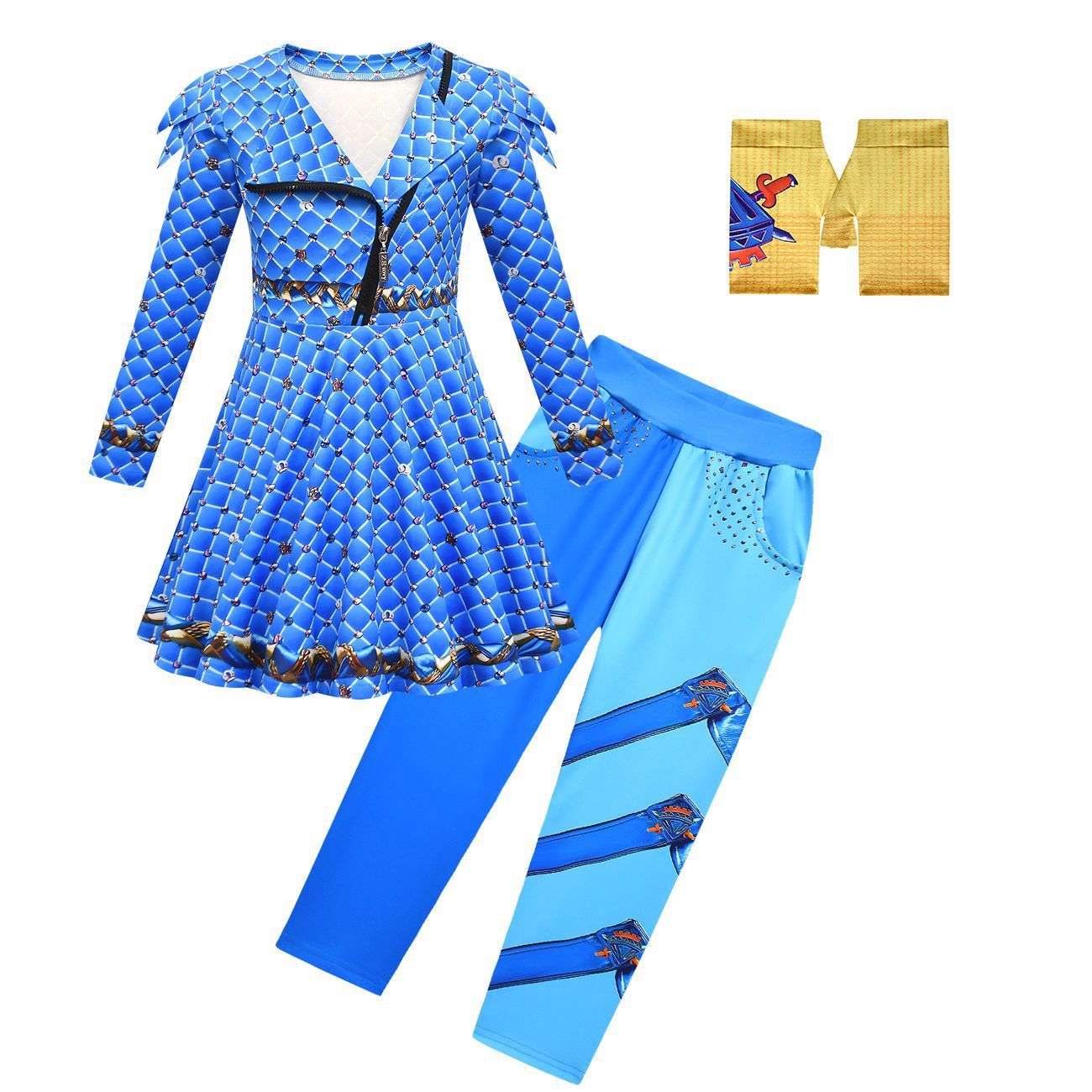 Kids Chloe Costume The Rise of Red Girls Charming Blue Chloe Dress Movie Cosplay Outfits