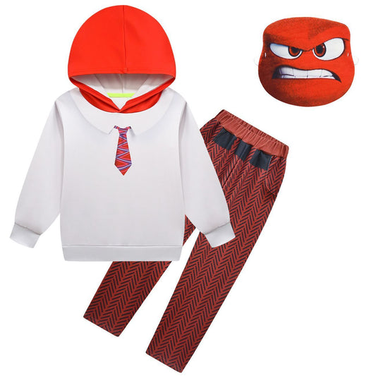 Kids Anger Costume Inside Halloween Hoodie Pants Mask Suit and Casual Sweatshirt for Daily Wear