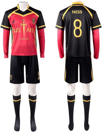 Adult Michael Kaiser Football Jersey Bastard Team Uniform Ness Cosplay Costume