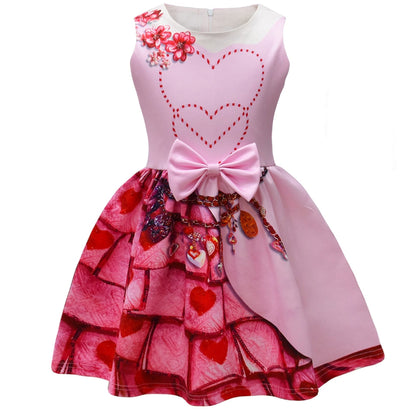 Queen of Hearts Outfit Princess Bridget Pink Dress 2024 Movie Cosplay Costume 3-10 Years