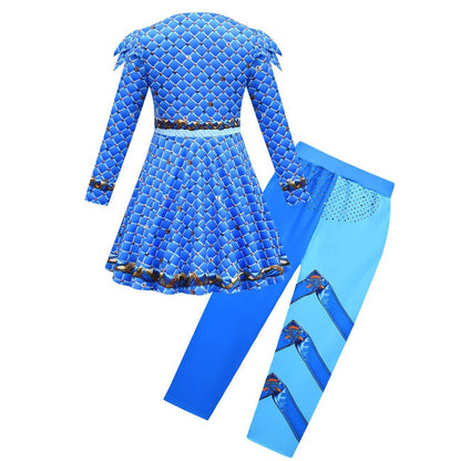 Kids Chloe Costume The Rise of Red Girls Charming Blue Chloe Dress Movie Cosplay Outfits