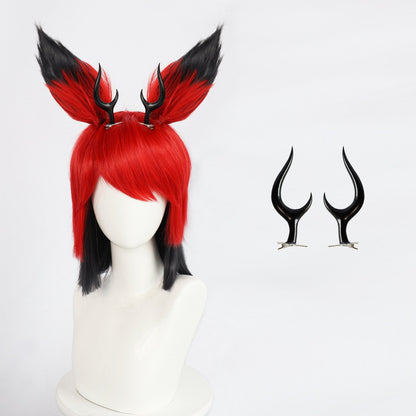 Alastor Cosplay Wig Hazbin Character Alastor Modeling Wig and Horns