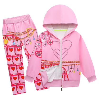 Girls The Queen Of Hearts Outfit Bridget Zip Up Hooded Sweatshirt Pants and Accessories for Cosplay