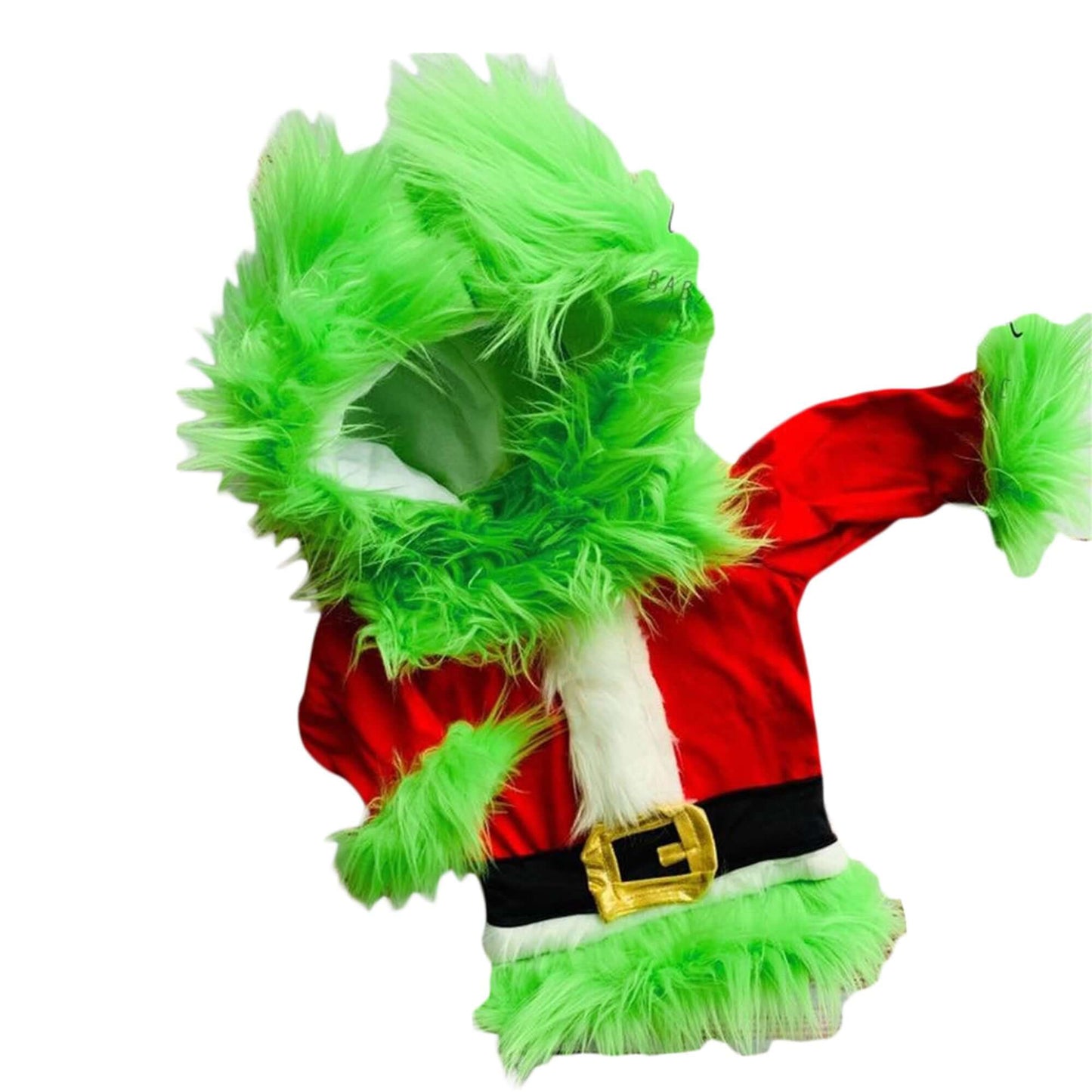 Kids Green Monster Santa Costume Furry Hooded Christmas Outfit for Boys and Girls