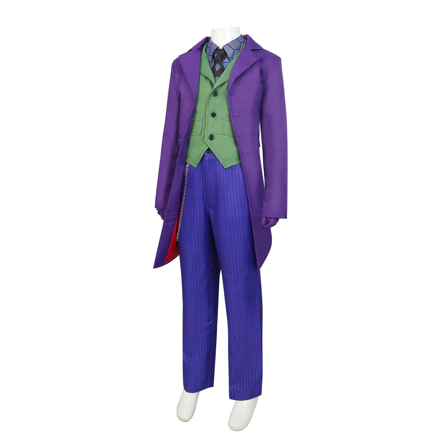 Kids Guason Costume Purple Joker Cosplay Outfit Halloween Overcoat Full Set for Boys