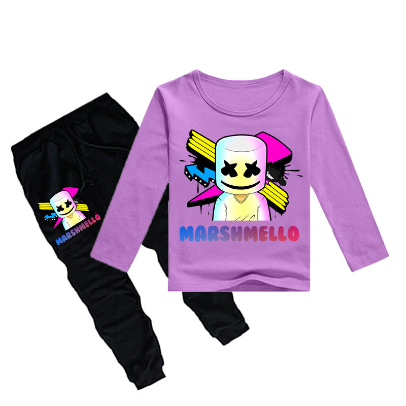 Kids DJ Marshmallo Costume Long Sleeve Shirts and Pants 2pcs Outfit for Boys and Girls