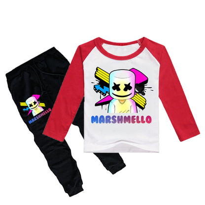Kids DJ Marshmallo Costume Long Sleeve Shirts and Pants 2pcs Outfit for Boys and Girls