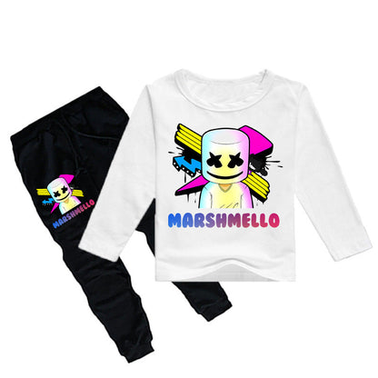 Kids DJ Marshmallo Costume Long Sleeve Shirts and Pants 2pcs Outfit for Boys and Girls