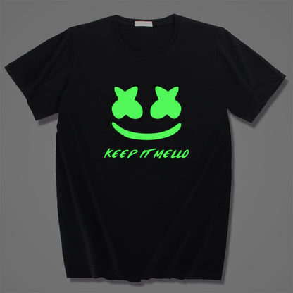 Kids DJ Marsh-mello Luminous T-shirt Funny DJ Rock Music Glow in The Dark Tops for Boys and Girls