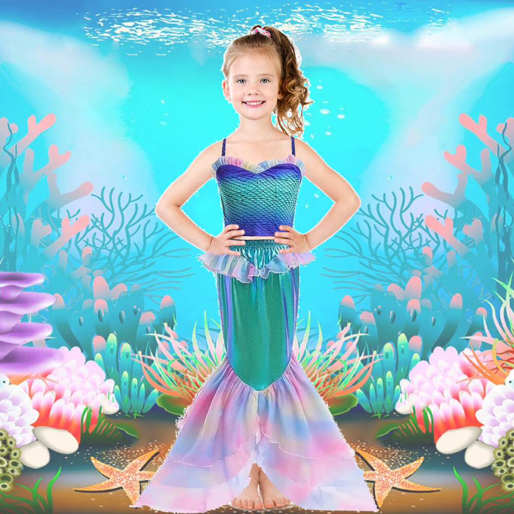 Little Mermaid Costume for Girls Ariel Princess Outfit 2023 Ariel Dress for Kids Dress Up