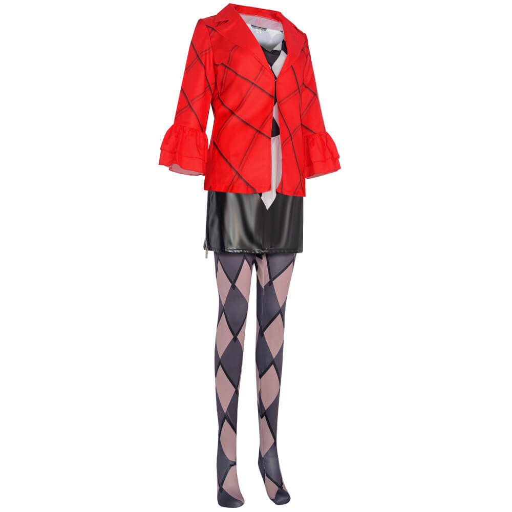 Female Joker Costume Harley Cosplay Outfit 2024 Joker Red Coat Black Skirt Full Set for Halloween