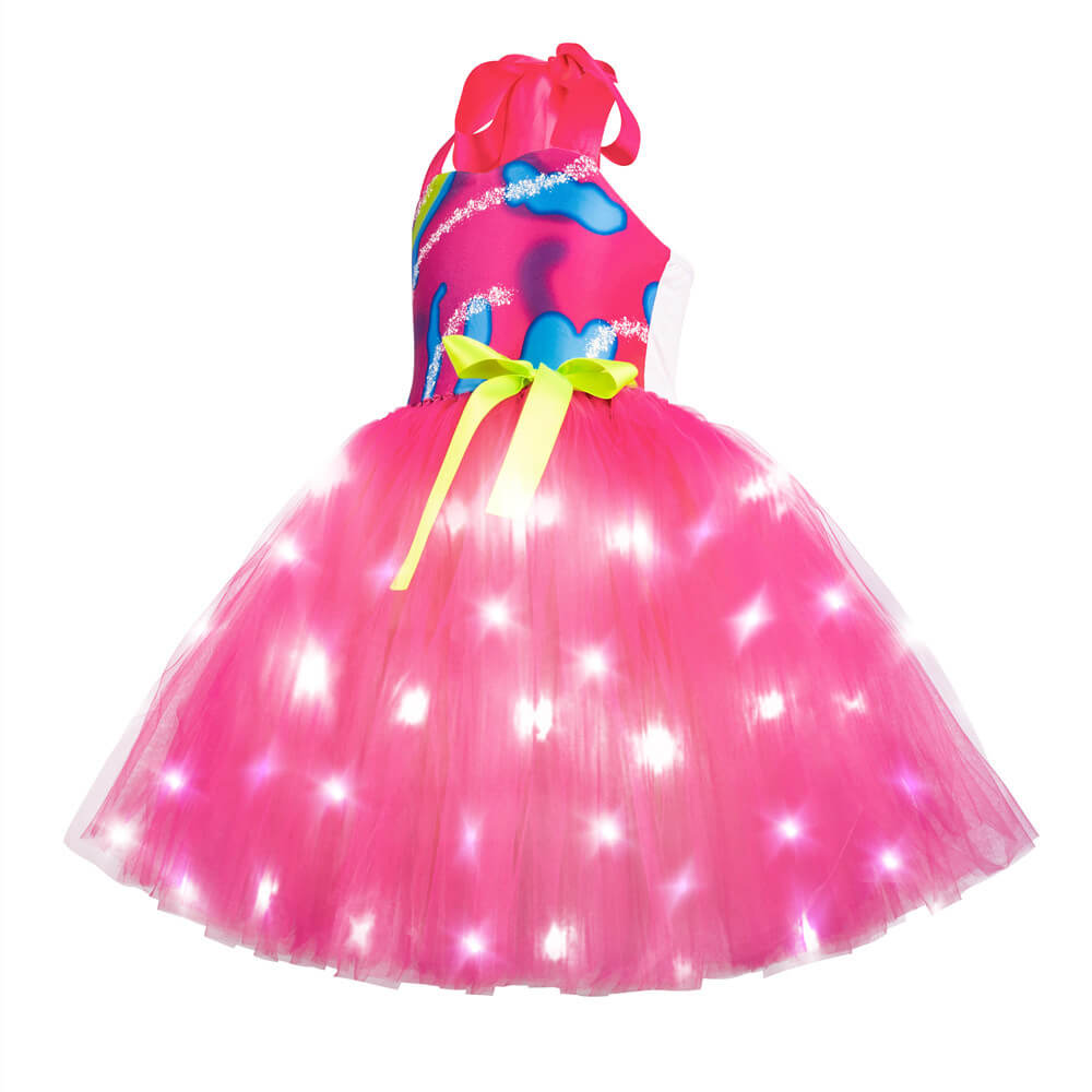 Girls Barbara Light-up Dress Pink Cowgirl LED Dress Iconic Movie Cosplay Costumes