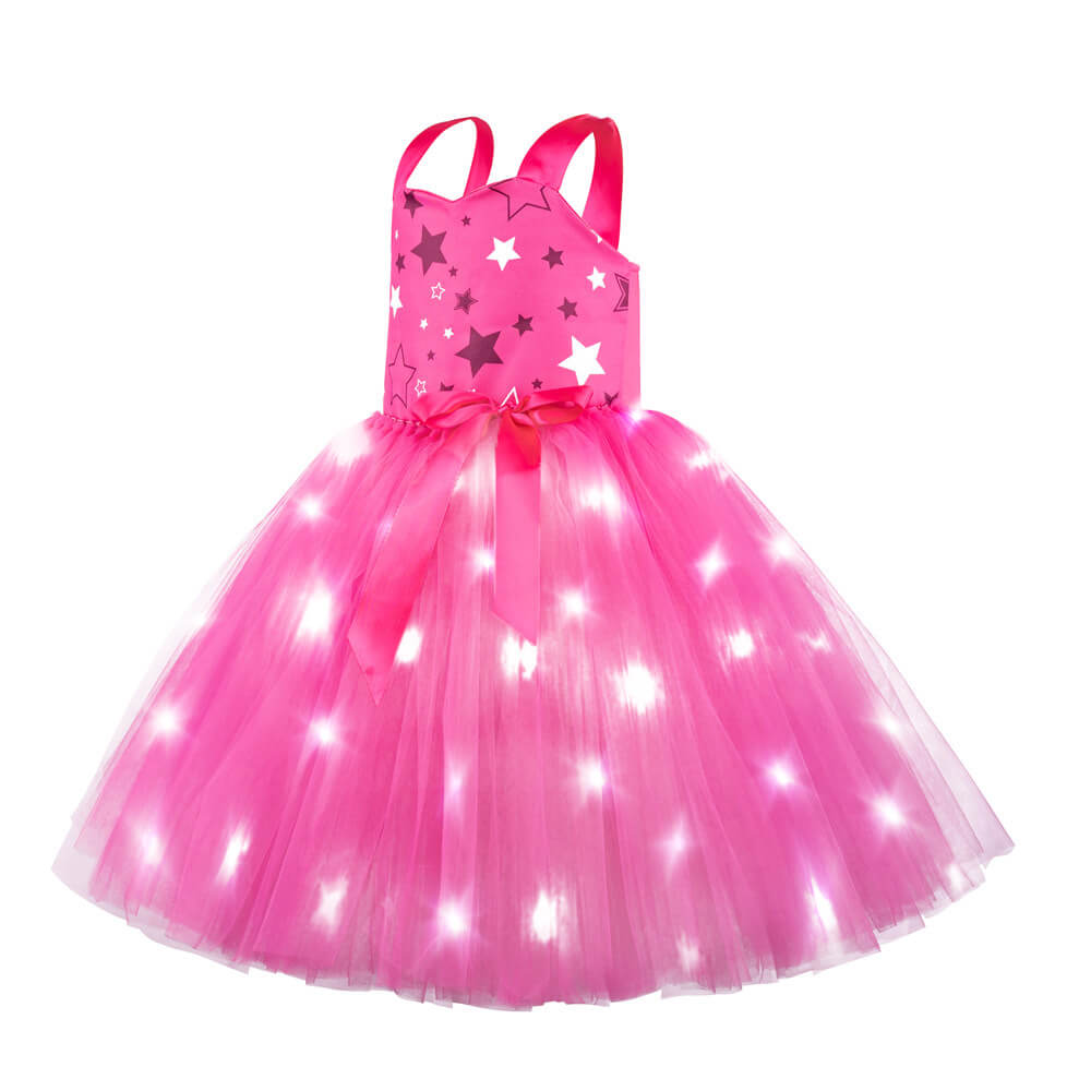 Kids Light-up Cowgirl Dress Fancy Barbara LED Tutu Dress Girls Dress Up Cosplay Costumes