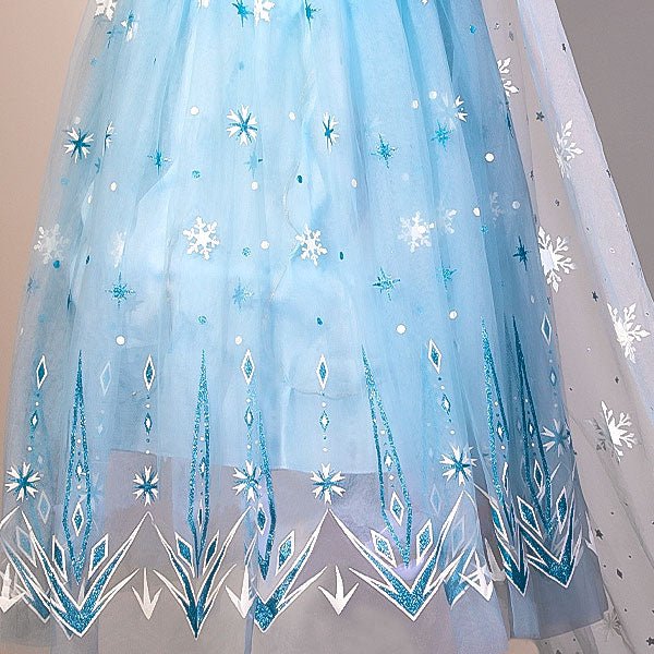 Elsa Dress Girls Princess Dress Fancy Light Up Dress with Cape Snow Queen Party Dress