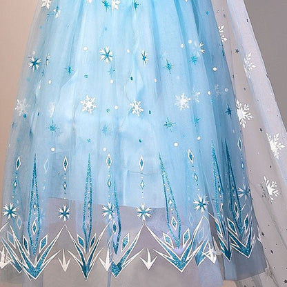 Elsa Dress Girls Princess Dress Fancy Light Up Dress with Cape Snow Queen Party Dress