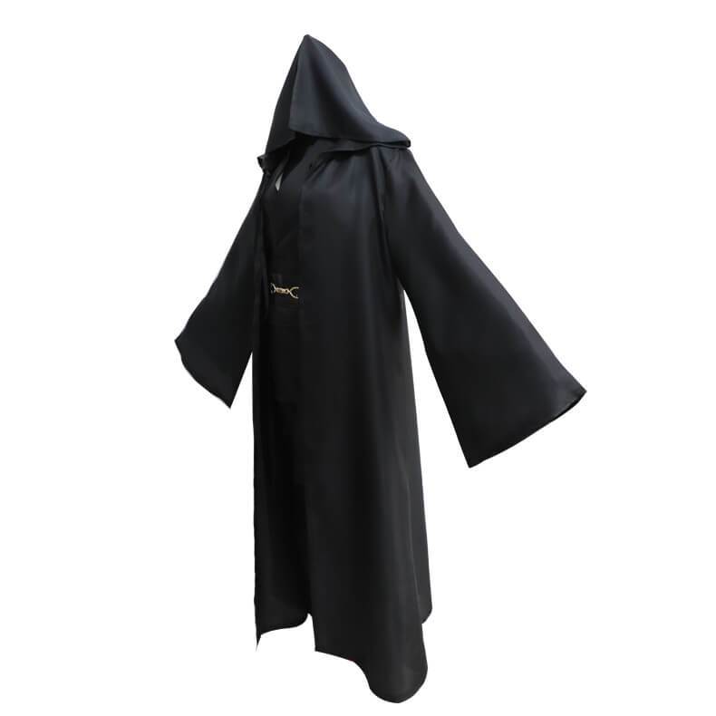 Luke Skywalker Costume Deluxe Jedi Black Outfit Tunic Hooded Robe Full Set