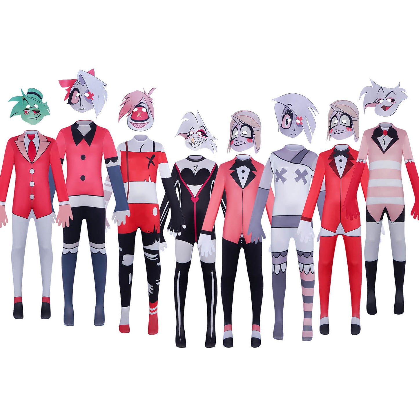 Hazbin Hotel Cosplay Jumpsuit with Mask Party Carnival Halloween Costumes