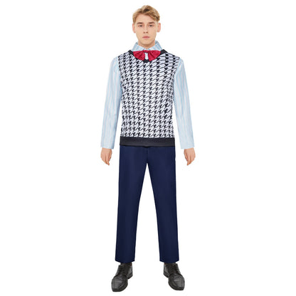 Inside Out Men's Fear Costume Uniform Suit Striped Shirt Pants Vest and Tie