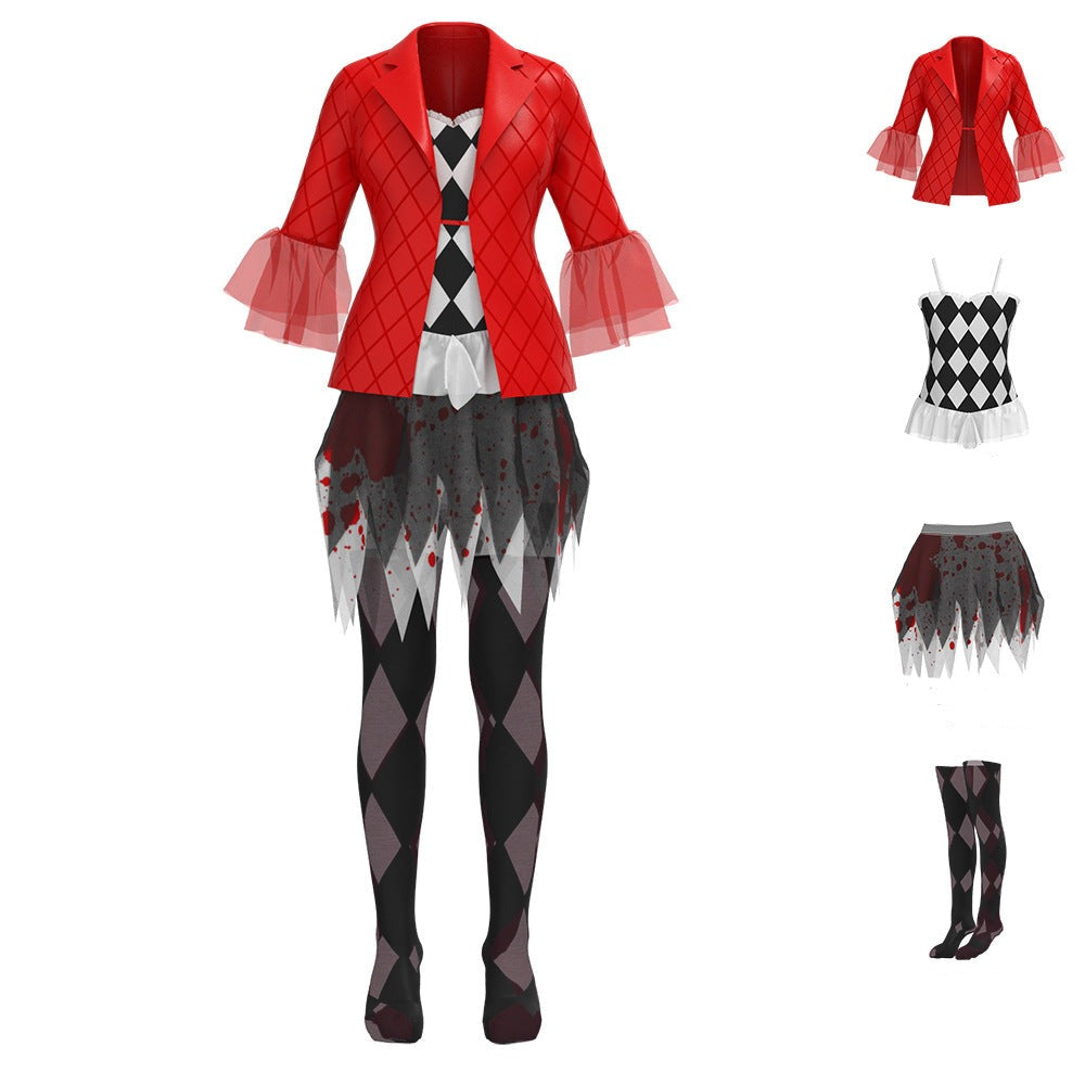 Adult Harley Joker Costume 2024 Movie Lady Harley Red and Black Cosplay Outfit