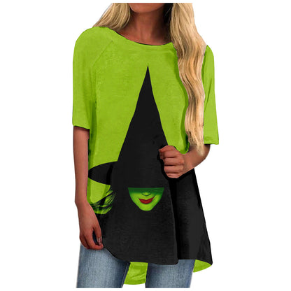 Women Wicked T-shirt The Witch Summer Tee Green Elphaba Costume for Adult