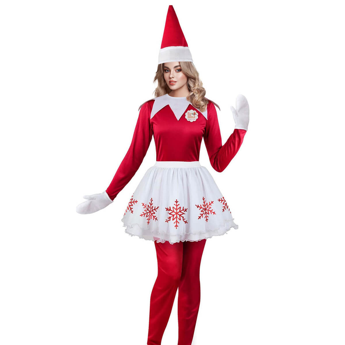 Christmas Elf Costume Mommy and Me Matching Christmas Outfits Jumpsuit Skirt Hat and Mittens 4pcs Suit