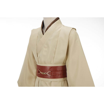 Obi-Wan Cotume Deluxe Kenobi Jedi Master Cosplay Costume Brown White Outfit Tunic Hooded Robe Full Set