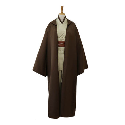 Obi-Wan Cotume Deluxe Kenobi Jedi Master Cosplay Costume Brown White Outfit Tunic Hooded Robe Full Set