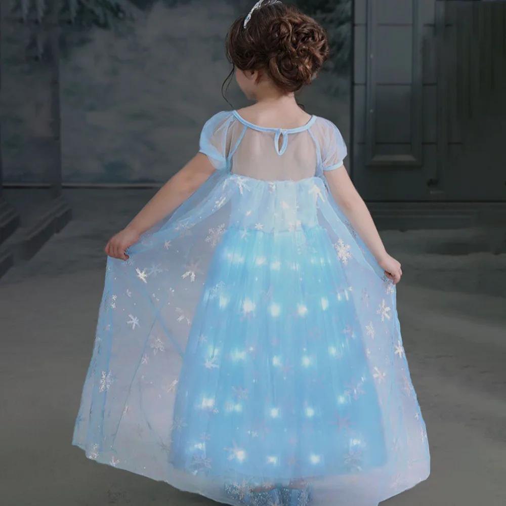 Light Up Dress For Elsa Girls Princess Dress Snow Queen Birthday Dress Party Dress