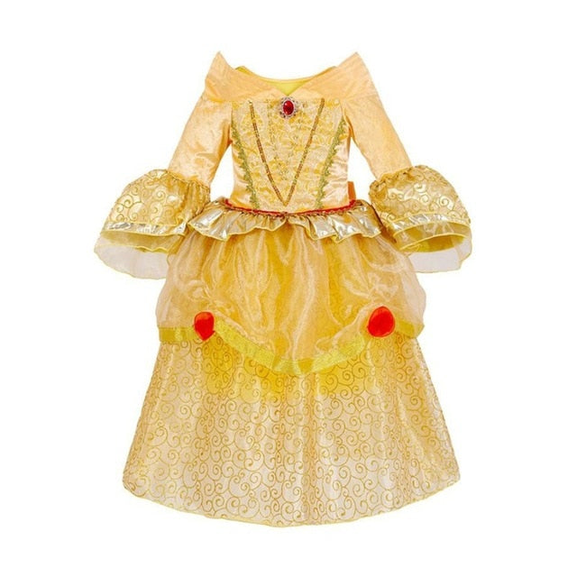 Classic Princess Belle Dress Cosplay Costume Halloween Party Dress Up