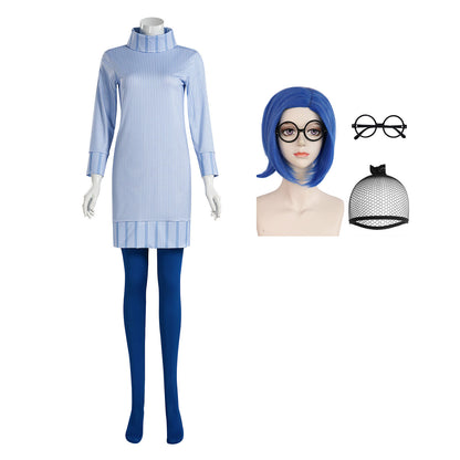 Women Sadness Costume Halloween Sadness Cosplay Tunic and Pants Dress Up Outfits