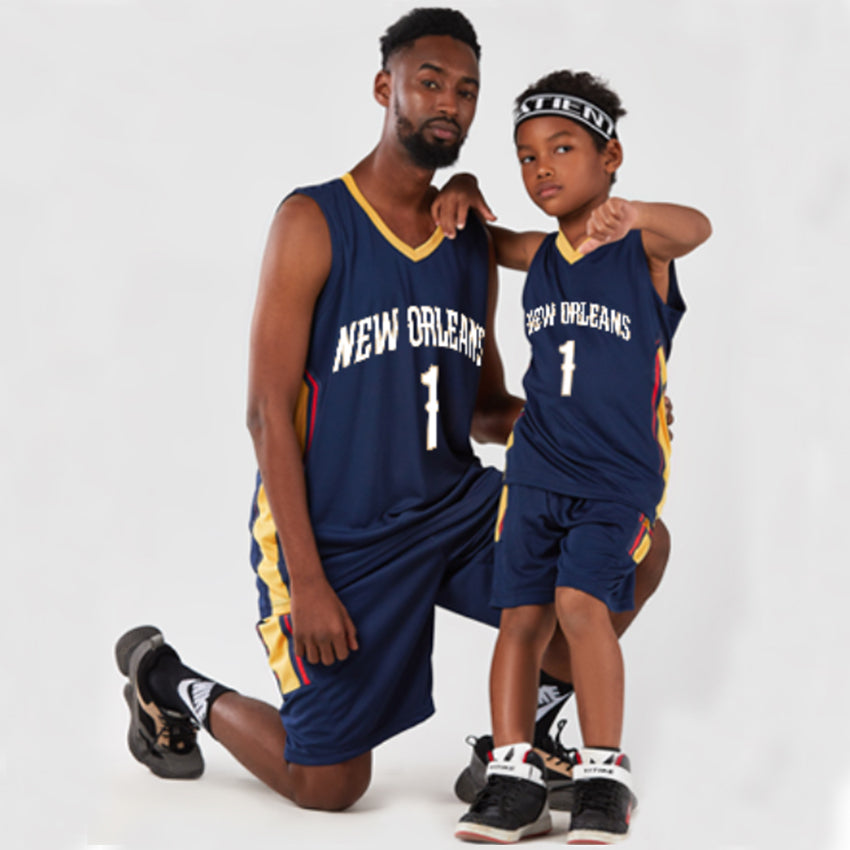 Dad And Son New Orleans Basketball Jersey Matching Birthday Gift Kids Adult Sport Outfit