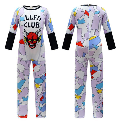 Kids Hellfire Club Jumpsuit Demogorgon Monster Costume Onesie for Boys Girls Halloween Cosplay