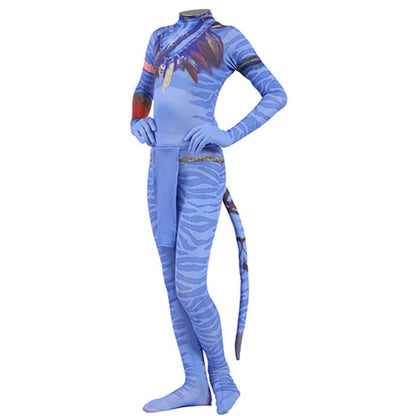 Neytiri/Jake Sully Blue Costume Halloween Cosplay Jumpsuit and Accessory for Role Play