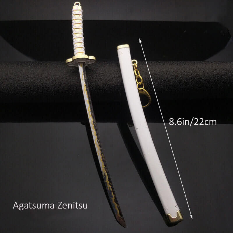 8.6" Anime Sword Tanjiro Zenitsu Cosplay Props With Sheath Keychain