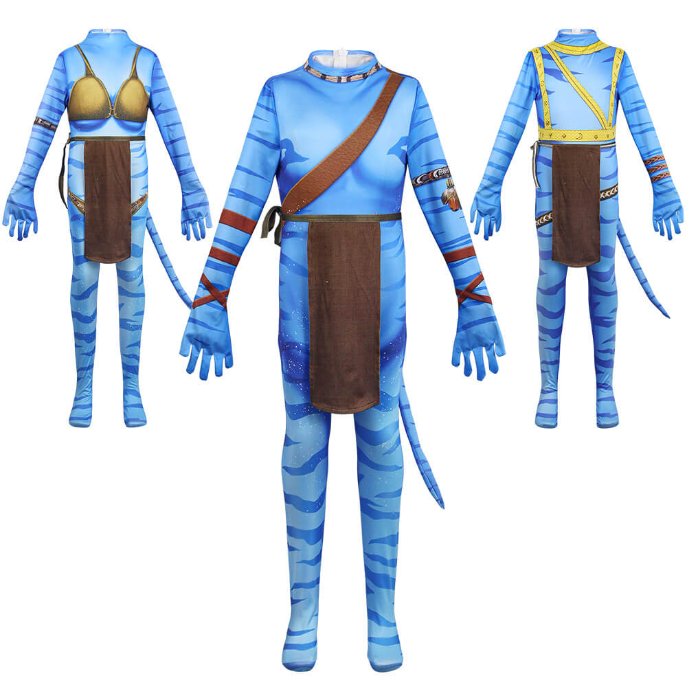 Neytiri Costume The Way of Water Jake Sully Jumpsuit Cosplay Full Set for Kids and Adult