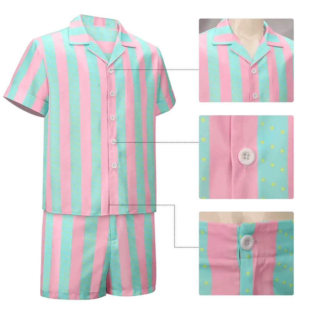 Men's Ryan Gosling Costume Beach Vacation Shorts Shirt Set 2023 Live Action Movie Original Outfit