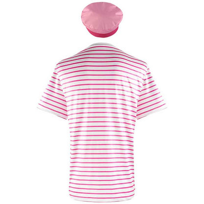 Women and Men Nautical Shirt Couple's Pink Striped Shirt with Sailor Cap Halloween Costume