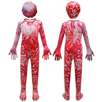 Boys Girls Demogorgon Monster Jumpsuit Unisex Cosplay Costume with Helmet Gloves and Feet Cover for Halloween Carnival