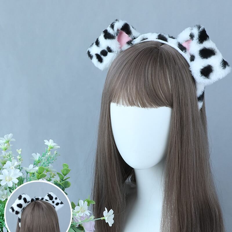 Girls Head Band with Dog Ears Women Fluffy Hair Band Soft Hair Ties