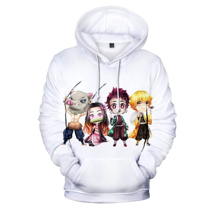 Kids 3D Anime Printing Hoodies Nezuko Shinobu Tanjiro Zenitsu Giyu Cosplay Sweatshirts