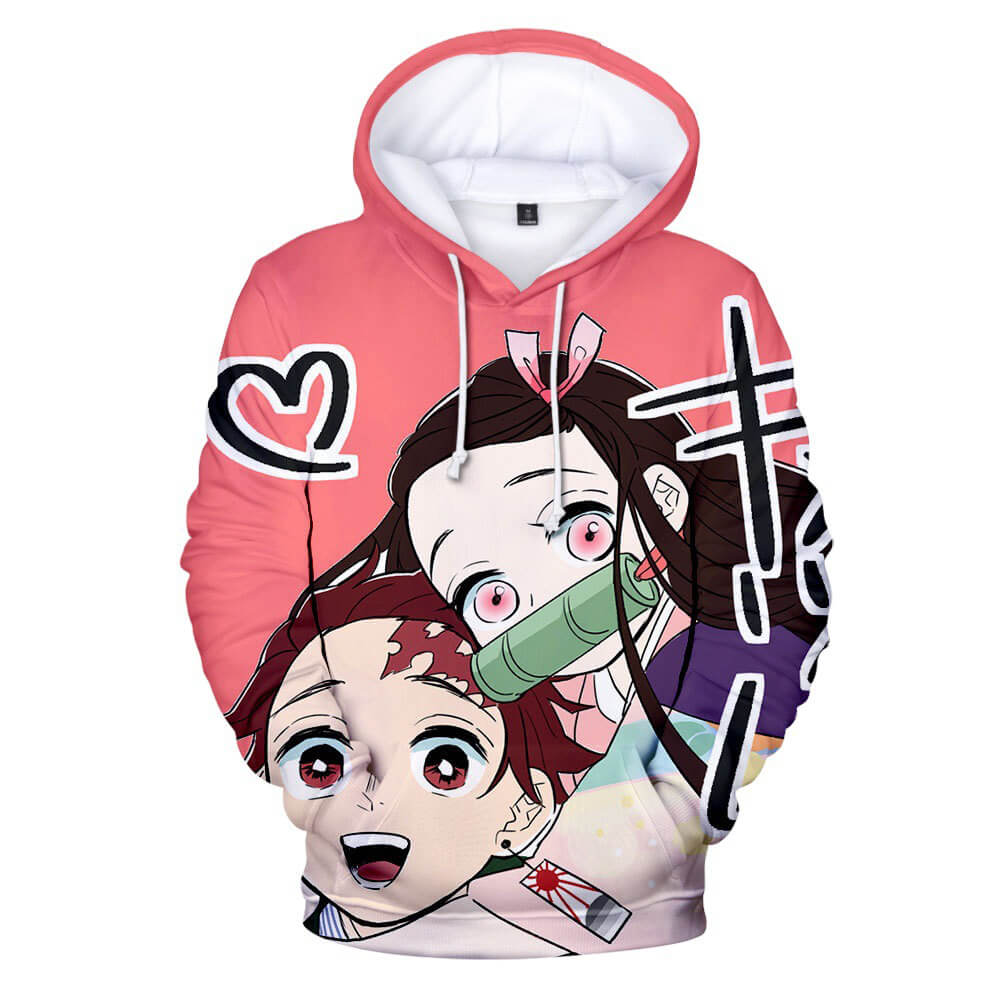 Kids 3D Anime Printing Hoodies Nezuko Shinobu Tanjiro Zenitsu Giyu Cosplay Sweatshirts