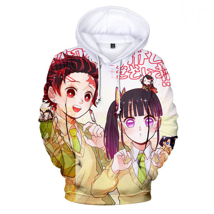 Kids 3D Anime Printing Hoodies Nezuko Shinobu Tanjiro Zenitsu Giyu Cosplay Sweatshirts