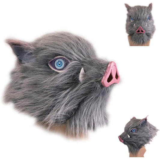 Hashibira Inosuke Mask Pig Plush Helmet Halloween Cosplay Essentials