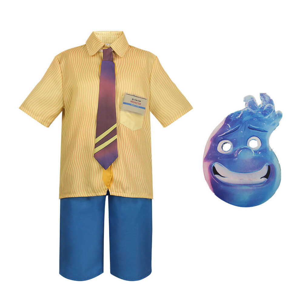 Wade Ripple Costume Short-sleeved Shirt and Shorts Suit Elemental Cosplay Costume for Kids