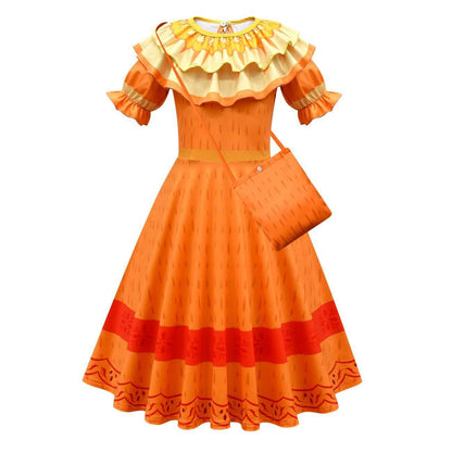 Girls Pepa Dress Fancy Pepa Madrigal Party Cosplay Outfit for Kids Halloween Costume